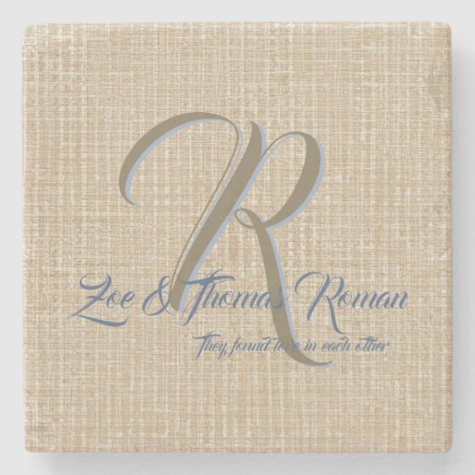 Beige Gastgeschenk Hochzeit personalisierte Unters Steinuntersetzer (Vorderseite)