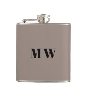 Beige Gastgeschenke Hochzeiten für Couple-Initiale Flachmann