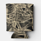 Beige gebogene Bänder, kontrastiert durch geprägte Dosenkühler (Rückseite)