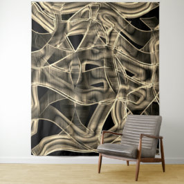 Beige gebogene Bänder, kontrastiert durch geprägte Wandteppich