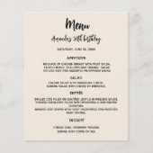 Beige Geburtstagsmenü (Vorderseite)