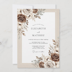 Beige gedämpfte rustikale Hochzeit Einladung