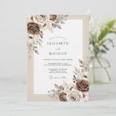 Beige gedämpfte rustikale Hochzeit Einladung (Stehend Vorderseite)