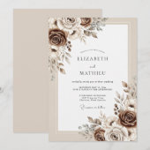 Beige gedämpfte rustikale Hochzeit Einladung (Vorne/Hinten)