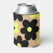 Beige Gelbe Schwarze Flora Elegant Dosenkühler (Kanne Rückseite)
