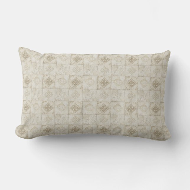 Beige Gemustert Kissen Für Draußen (Vorderseite)