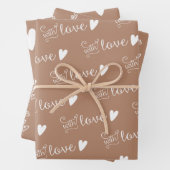 Beige Gemustert mit Liebe-Wrapping-Papier Blätter (Beispiel)