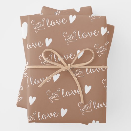 Beige Gemustert mit Liebe-Wrapping-Papier Blätter (Beispiel)