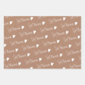 Beige Gemustert mit Liebe-Wrapping-Papier Blätter (Vorderseite)
