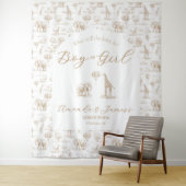 Beige Gender Reveal Banner Safari Toile Wandteppich (Beispiel)