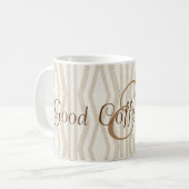 Beige geometrische Muster Monogram Gute Kaffee-Tas Kaffeetasse (Vorderseite Links)