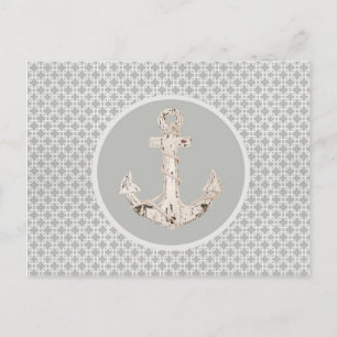 Beige geometrische Muster Preppy Nautic Anchor Postkarte