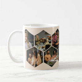 Beige geometrische Sechseck-Foto-Collage-Kaffeetas Kaffeetasse