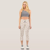 Beige Geometrisches Sternmuster: Benutzerdefiniert Capri Leggings (Vorderseite)