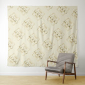 Beige-Geschäftslogo-Muster-Messe-Hintergrund Wandteppich (Beispiel (Horizontal))