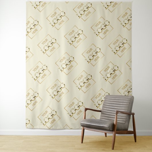 Beige-Geschäftslogo-Muster-Messe-Hintergrund Wandteppich (Beispiel)