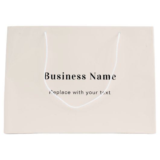 Beige Geschäftstext Große Geschenktüte (Vorderseite)