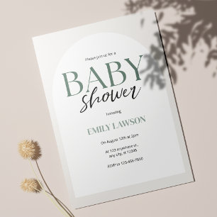 Beige Geschlecht neutrale Minimalistische Babydusc Einladung