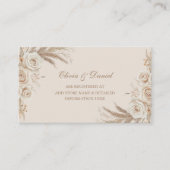 Beige getrocknete Blume und weiße Rosen Registrier Begleitkarte (Vorderseite)