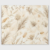 Beige getrocknete Blumen Botanisch Geschenkpapier (Flach)