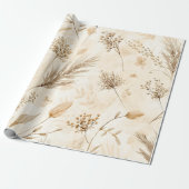 Beige getrocknete Blumen Botanisch Geschenkpapier (Ungerollt)