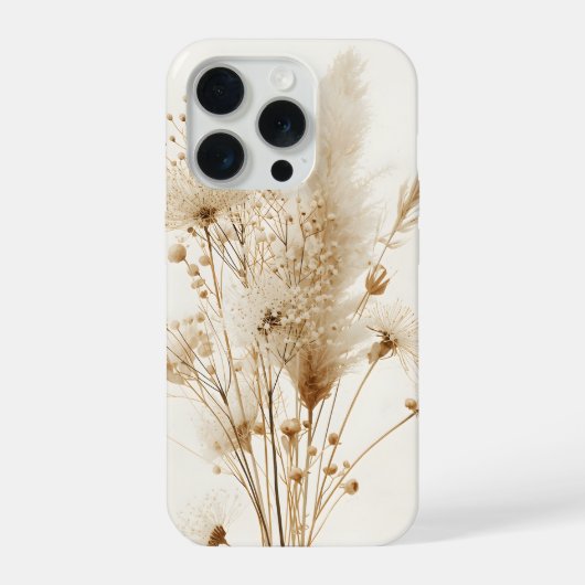 Beige getrocknete Blumen Botanisch iPhone Hülle (Rückseite)
