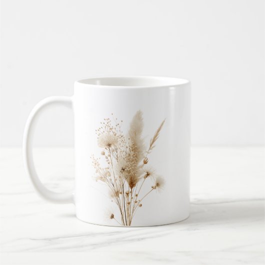 Beige getrocknete Blumen Botanisch Kaffeetasse (Links)