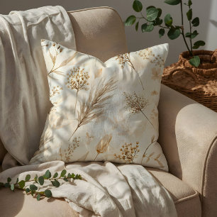 Beige getrocknete Blumen Botanisch Kissen