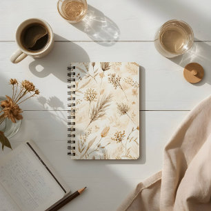 Beige getrocknete Blumen Botanisch Notizblock