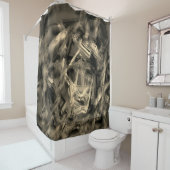 Beige gezwirnte Quadrate mit Pinselstrichen Duschvorhang (Beispiel)