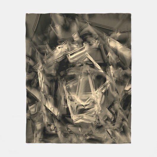 Beige gezwirnte Quadrate mit Pinselstrichen Fleecedecke (Vorderseite)