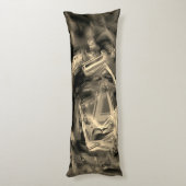 Beige gezwirnte Quadrate mit Pinselstrichen Seitenschläferkissen (Rückseite (Vertikal))