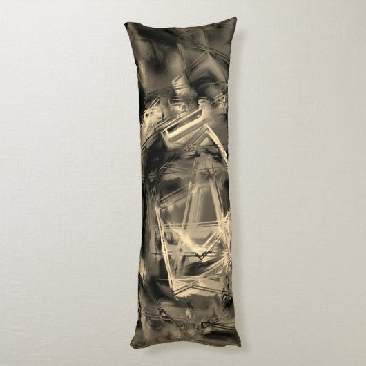 Beige gezwirnte Quadrate mit Pinselstrichen Seitenschläferkissen (Rückseite (Vertikal))