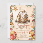 Beige Gingerbread House Christmas Decorating Party Einladung (Vorderseite)