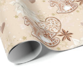 Beige Gingerbread Rocking Horse Cookie Pattern Geschenkpapier (Rolleneckpunkt)