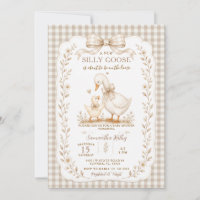 Beige Gingham Alberner Gänse Baby Shower Kleiner G
