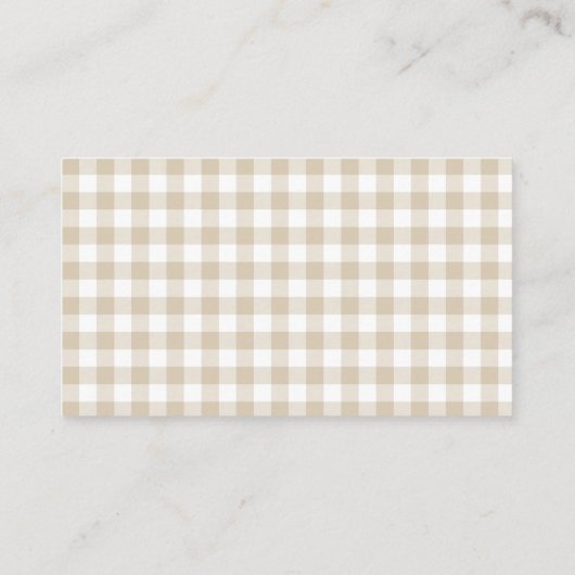 Beige Gingham Baby Duwer Diaper Raffle Begleitkarte (Rückseite)