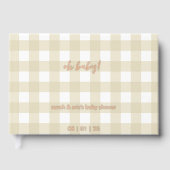 Beige Gingham Baby Shower Guest Book Gästebuch (Vorderseite)