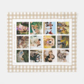 Beige Gingham Benutzerdefinierte 12-Foto-Collage Fleecedecke (Vorderseite (Horizontal))