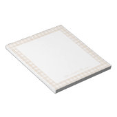 Beige Gingham Benutzerdefinierter Name Notizblock (angewinkelt)