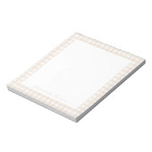 Beige Gingham Benutzerdefinierter Name Notizblock (Rotiert)