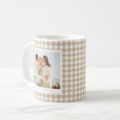 Beige Gingham Custom Photo Kaffeetasse (Vorderseite Links)