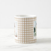 Beige Gingham Custom Photo Kaffeetasse (Mittel)