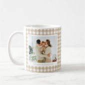 Beige Gingham Custom Photo Kaffeetasse (Links)