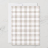 Beige Gingham Cutie Pie Erster Geburtstag Einladung (Rückseite)