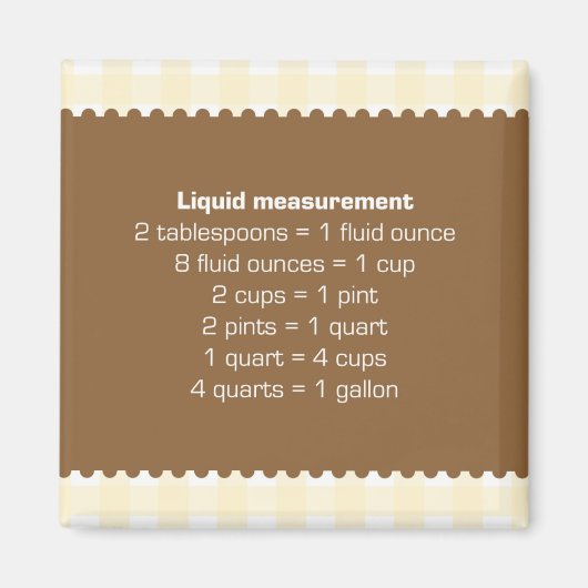 Beige Gingham Flüssig-Messdiagramm Küchenhelfer Magnet (Vorne)