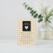 Beige Gingham Herz Buchanfrage Begleitkarte (Stehend Vorderseite)