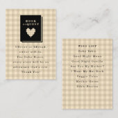 Beige Gingham Herz Buchanfrage Begleitkarte (Vorne/Hinten)