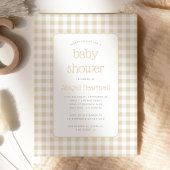 Beige Gingham Karo Baby Shower Einladung