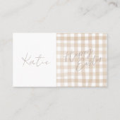 Beige Gingham Karo Happy Oaster Table Name Platzkarte (Vorderseite)